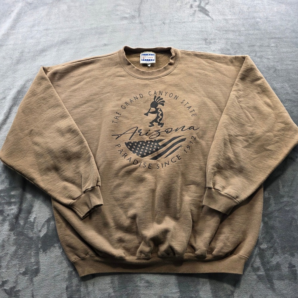Vintage Hanes Arizona Grand Canyon‎ State Sweatshirt Adult XL Brown USA Graphic